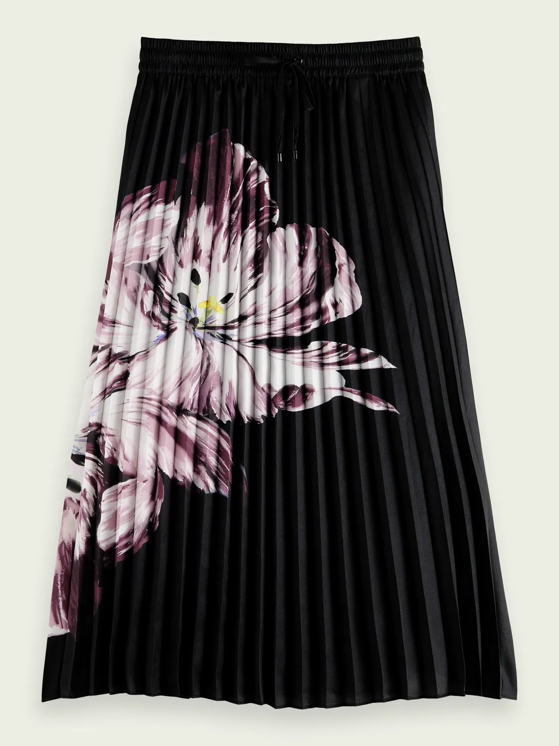 SAS-17340923PLM BLACK FLOWER SKIRT
