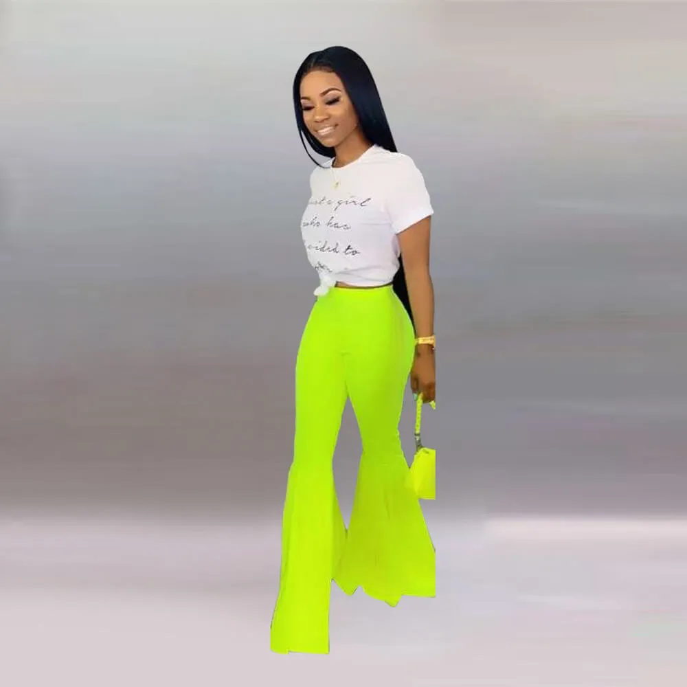 Sexy Flare High Waist Bodycon Bright Color Pants