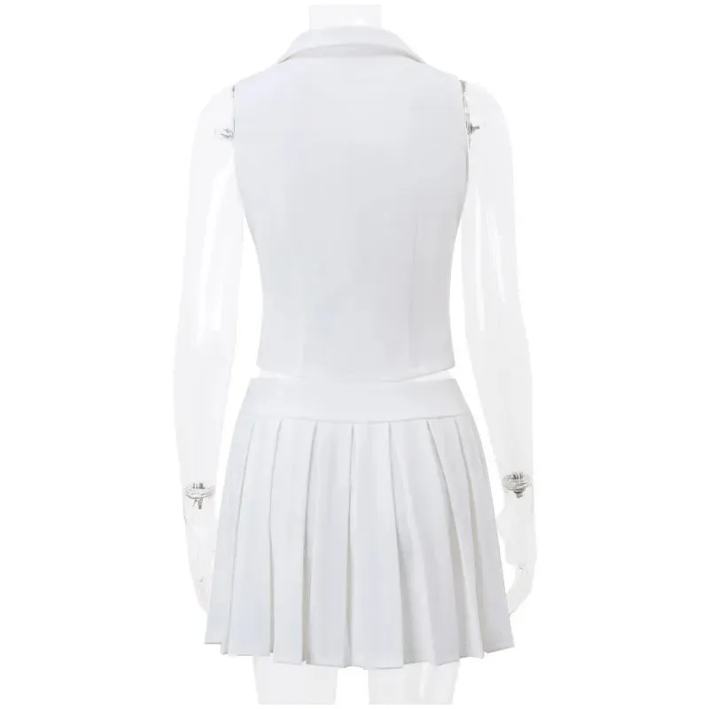 Single-Breasted Vest 2 Piece Skirt Set