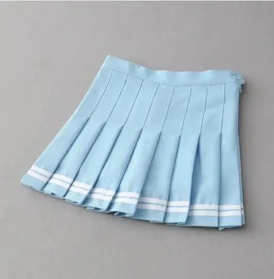 Sky Blue Pleated Mini Skirt