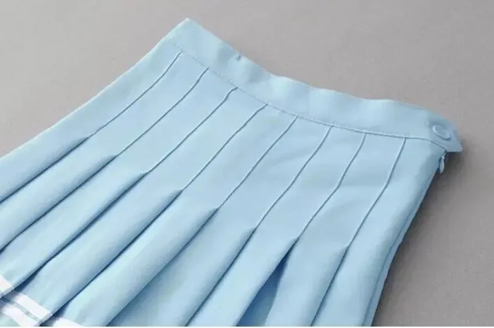 Sky Blue Pleated Mini Skirt
