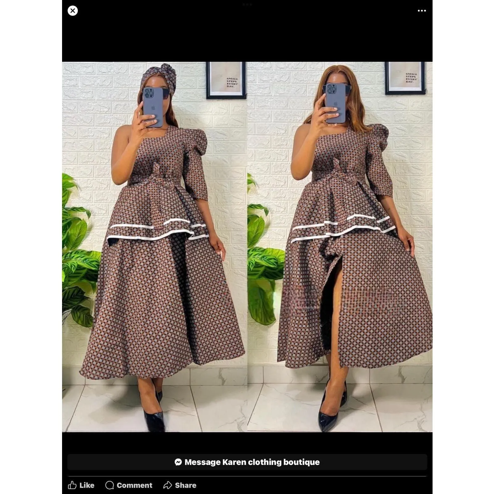 Split One Off-Shoulder African Ankara Dress.