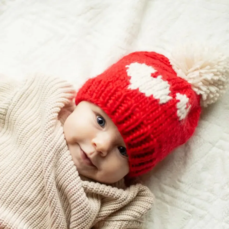 Sweetheart Red Valentine Knit Beanie Hat