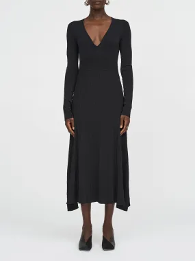 V-Neck Pleated Midi Dress