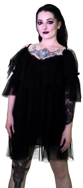 Vapour Mesh Black Sheer Mini Dress - Cardi