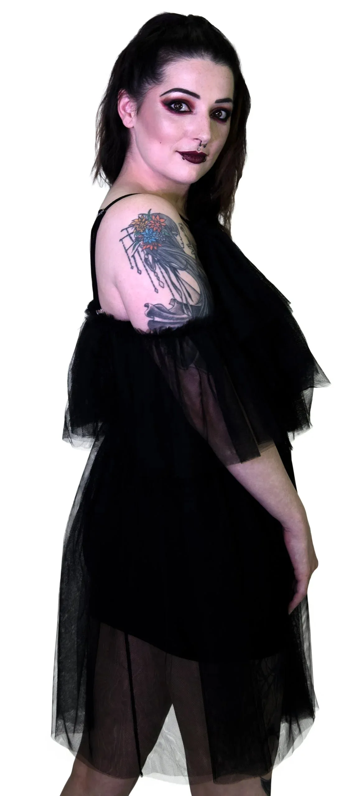 Vapour Mesh Black Sheer Mini Dress - Cardi