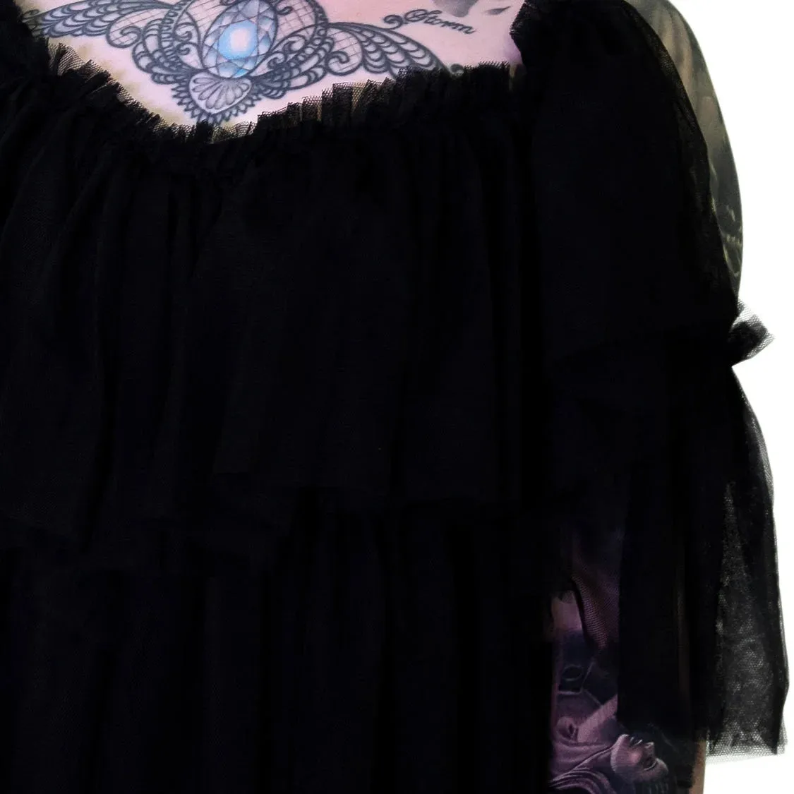Vapour Mesh Black Sheer Mini Dress - Cardi