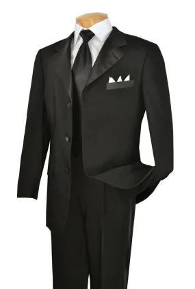 Vinci Regular Fit 2 Piece 3 Button Tuxedo Black T-3HT