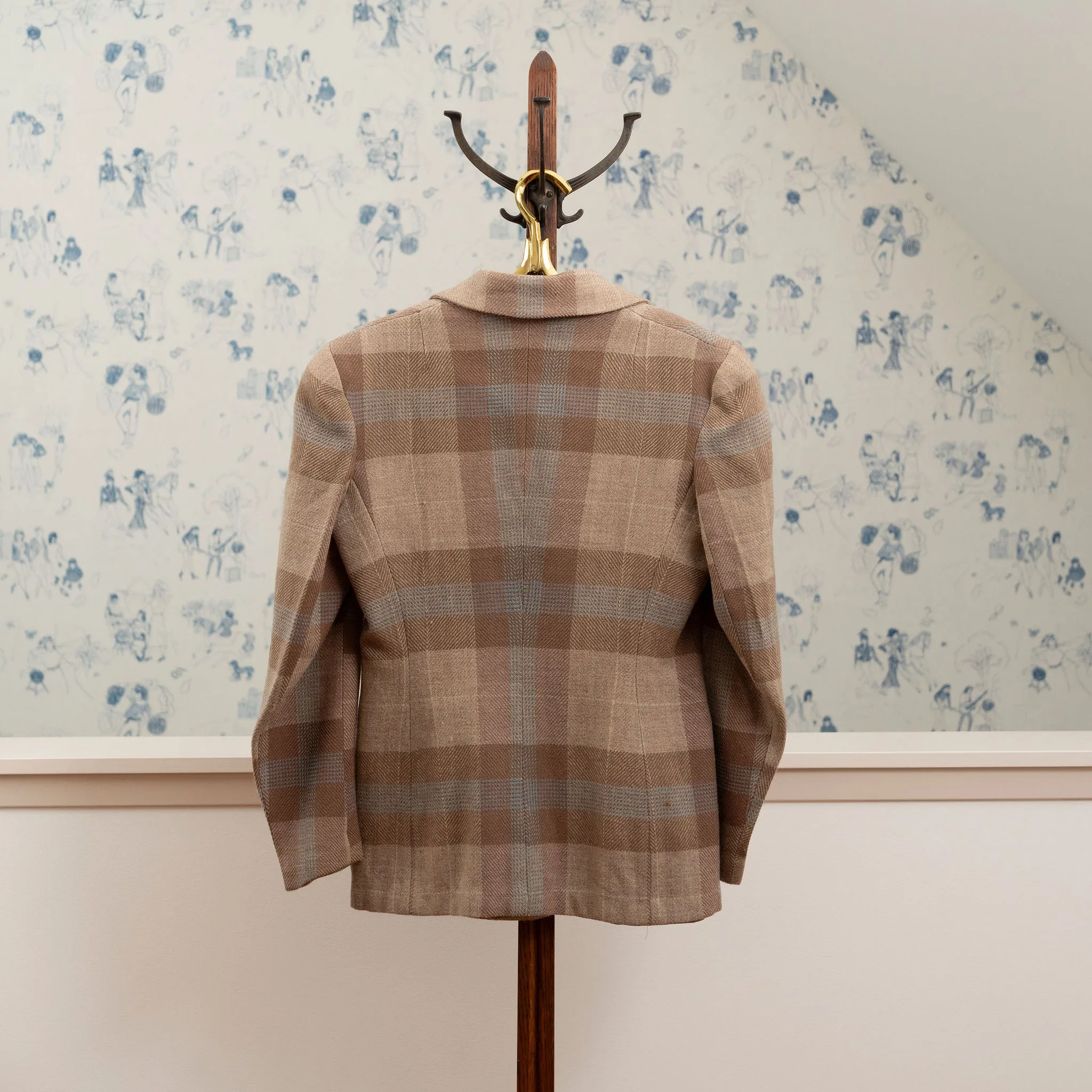 Vintage 1960s Wool Taupe Plaid Blazer