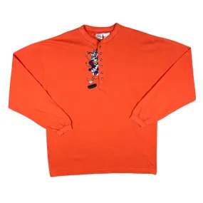 Vintage 90's The Disney Store Embroidered Hockey Character Henley Button Long Sleeve T-Shirt