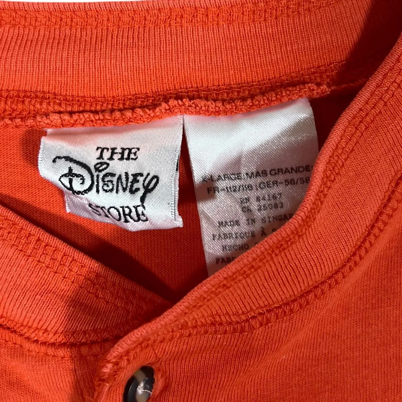 Vintage 90's The Disney Store Embroidered Hockey Character Henley Button Long Sleeve T-Shirt