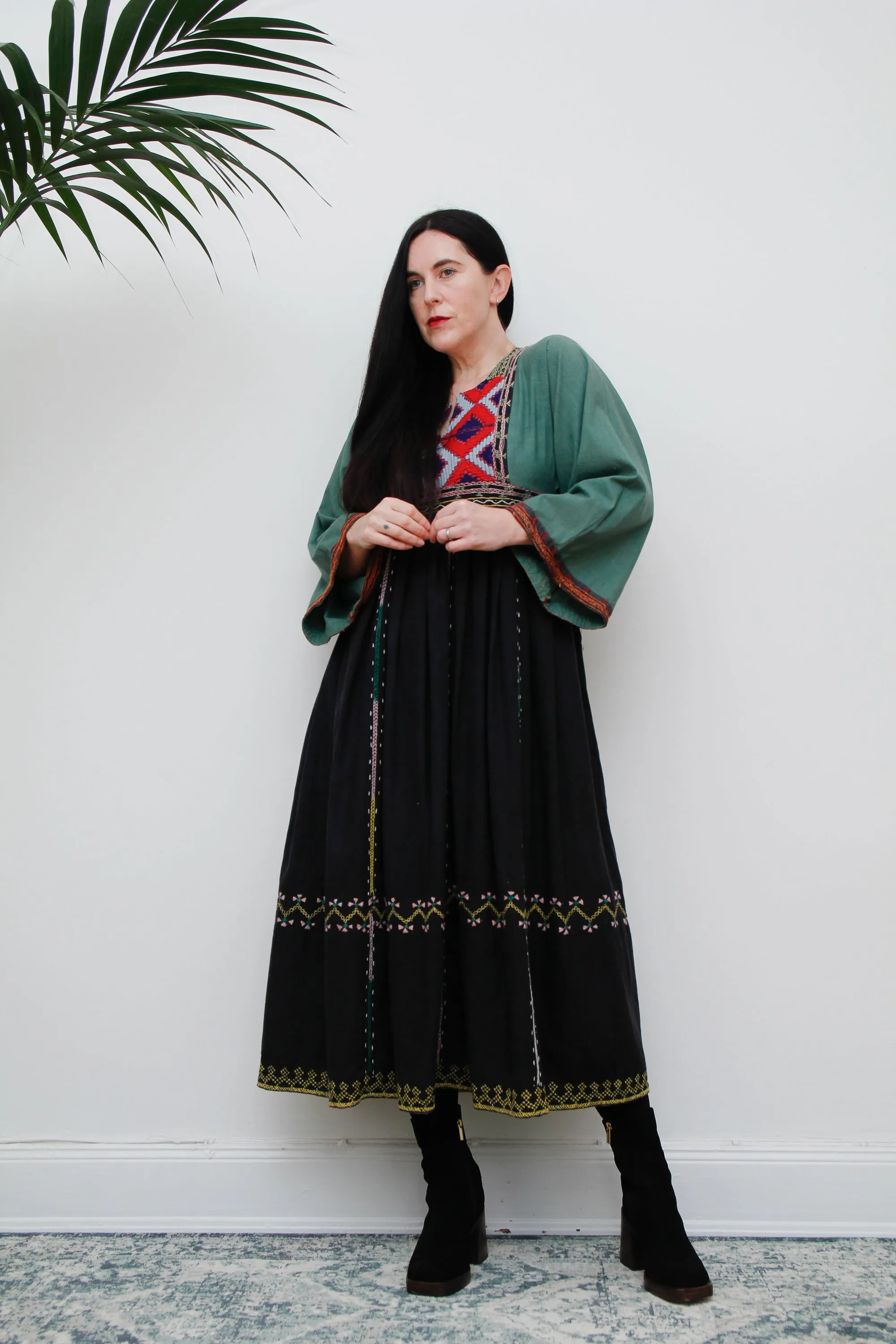Vintage Afghan Cotton Kaftan Maxi Dress