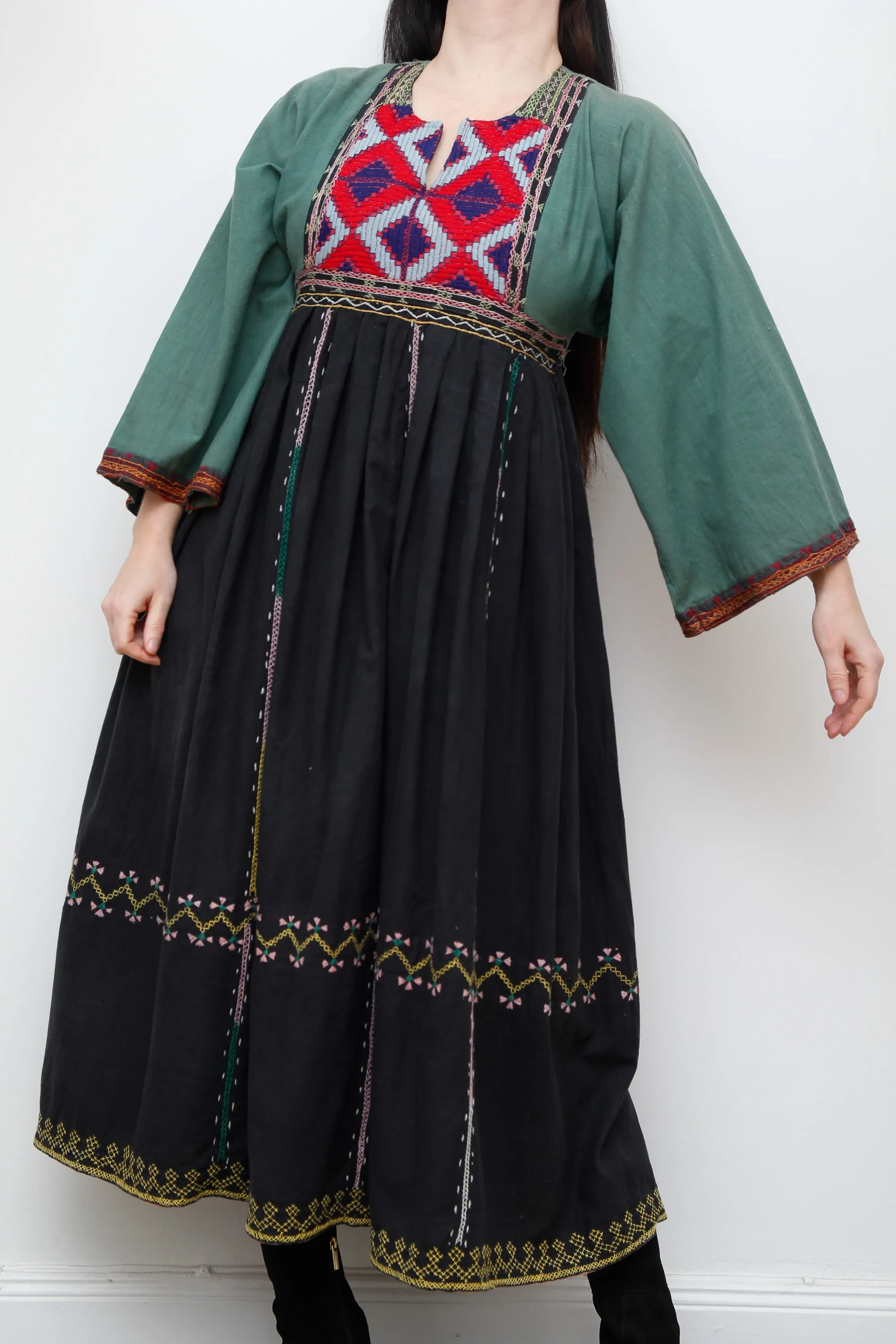 Vintage Afghan Cotton Kaftan Maxi Dress