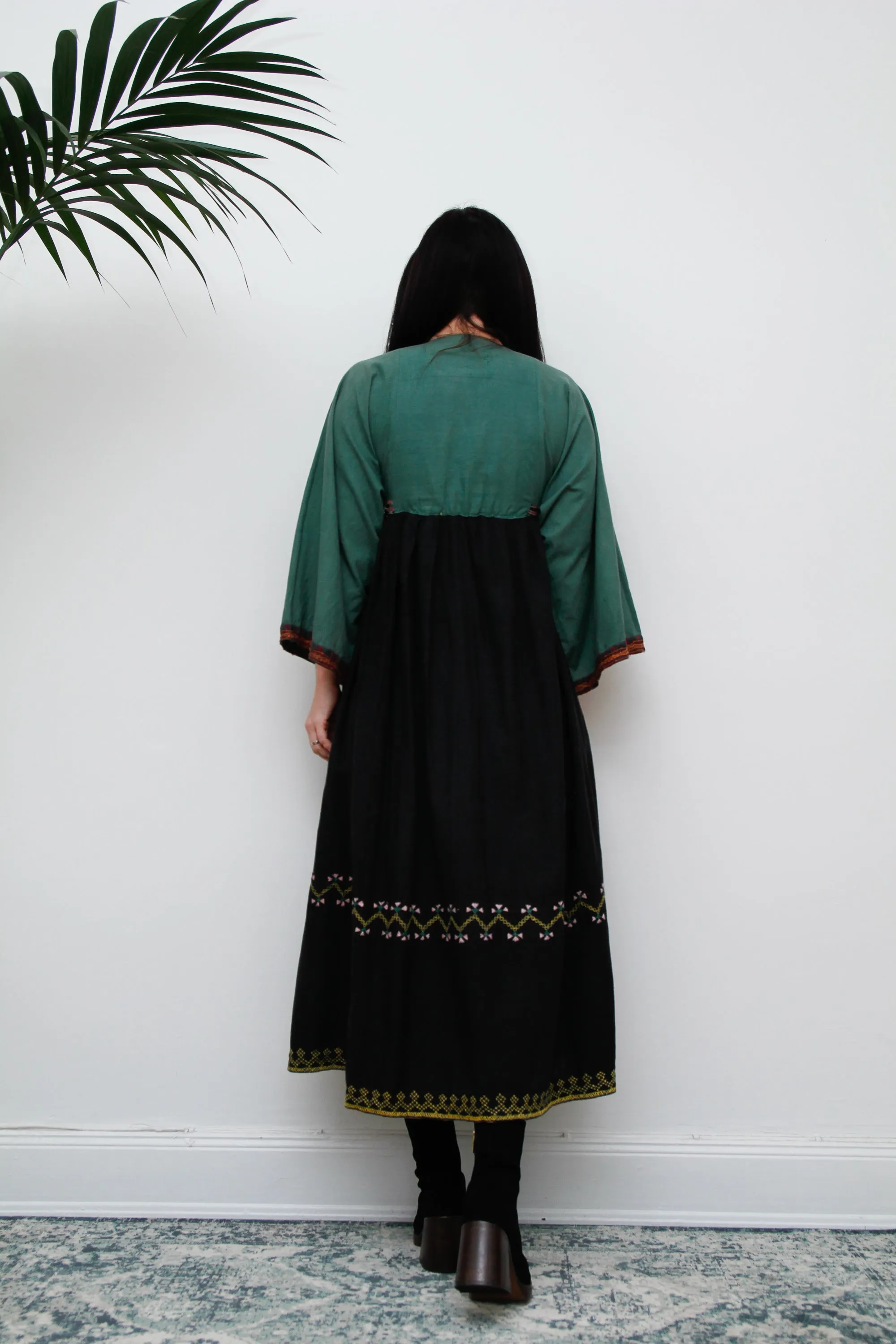 Vintage Afghan Cotton Kaftan Maxi Dress