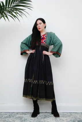 Vintage Afghan Cotton Kaftan Maxi Dress