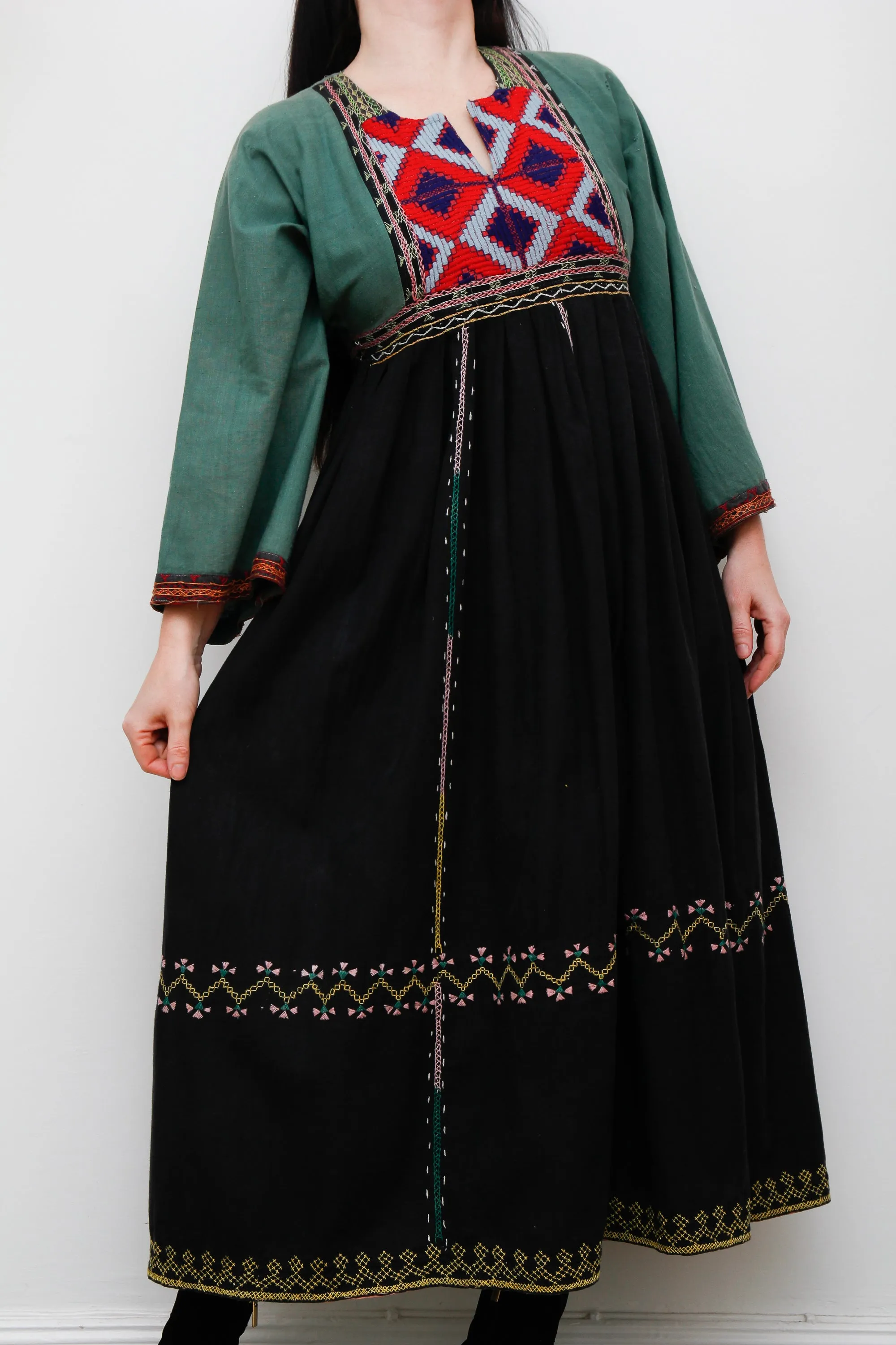Vintage Afghan Cotton Kaftan Maxi Dress