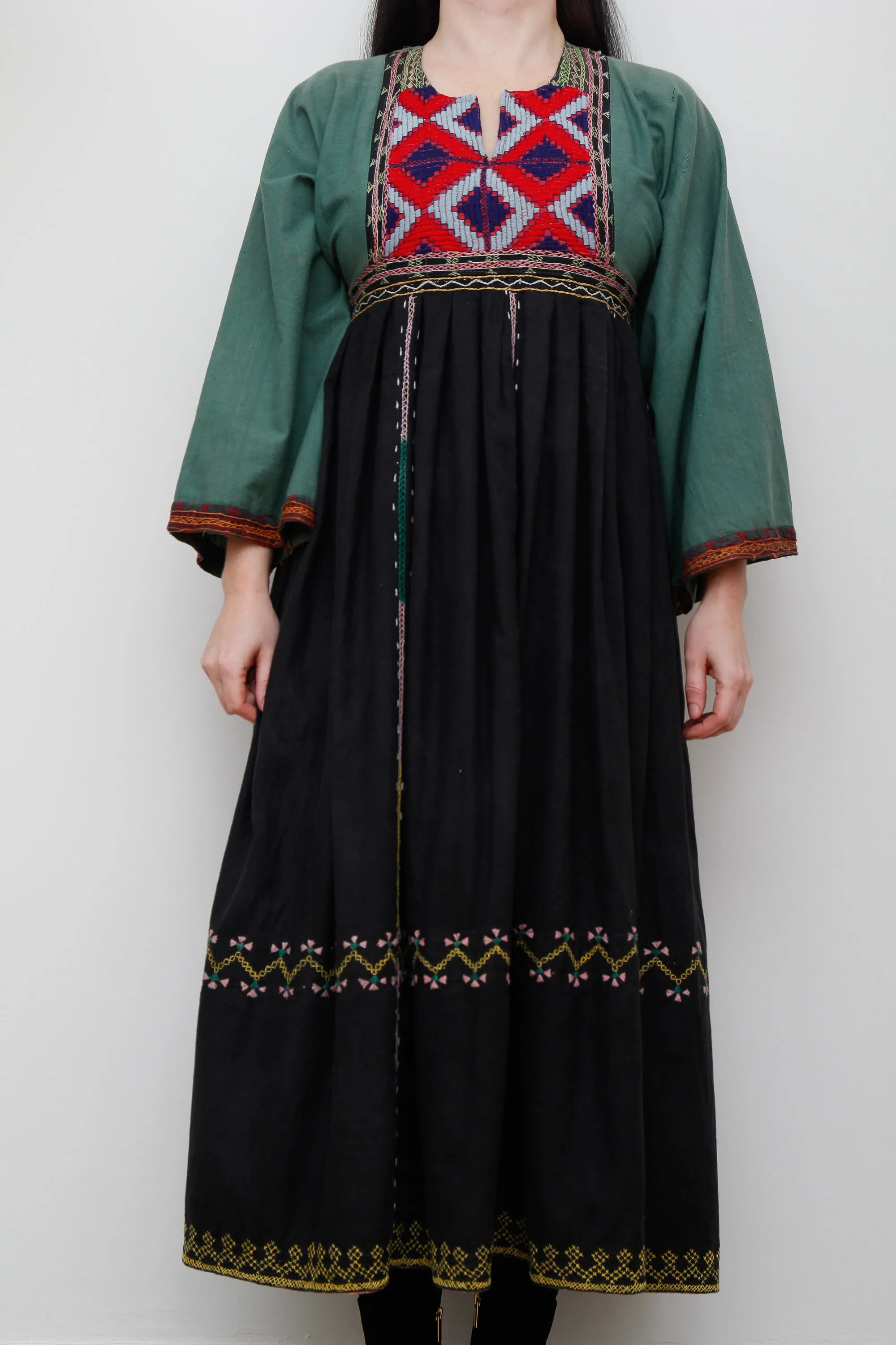Vintage Afghan Cotton Kaftan Maxi Dress
