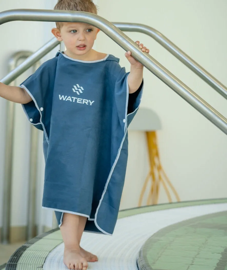 Watery badeponcho til børn - Microfiber - Mørkeblå
