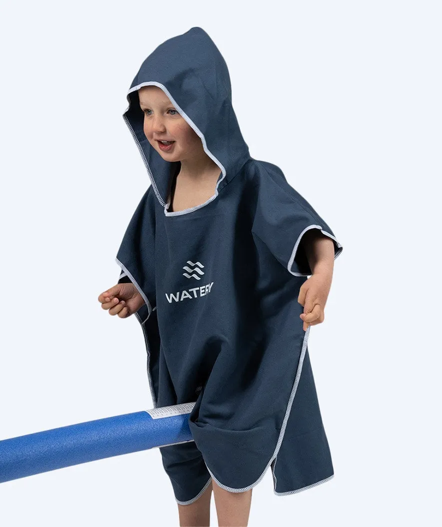 Watery badeponcho til børn - Microfiber - Mørkeblå