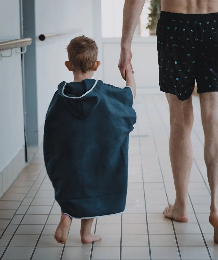 Watery badeponcho til børn - Microfiber - Mørkeblå