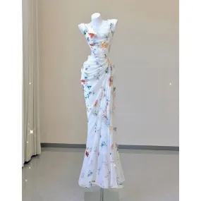 Wenkouban dress to impress codes Gentle Style Printed Chic Unique Niche French Style Suspender Dress Wedding Dress