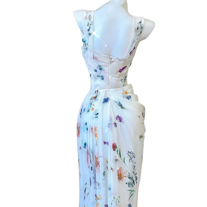 Wenkouban dress to impress codes Gentle Style Printed Chic Unique Niche French Style Suspender Dress Wedding Dress