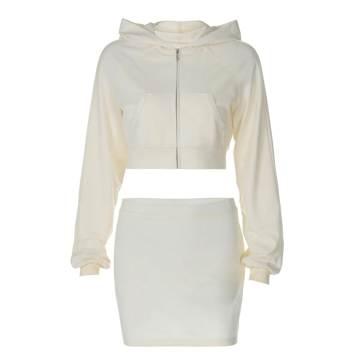 Wenkouban fall street women's outfits Wind 2024 Autumn and Winter New Long-Sleeved Hooded Zipper Sweater Slim Short Skirt Two-Piece Fashion Casual Suit