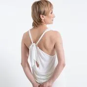 Women's Girls' Summer All in One Designer V-neck Halter Bamboo Tank Top with Rings and a Tie