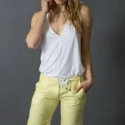 Women's Girls' Summer All in One Designer V-neck Halter Bamboo Tank Top with Rings and a Tie