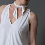 Women's Girls' Summer All in One Designer V-neck Halter Bamboo Tank Top with Rings and a Tie