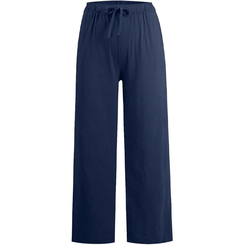 Women's Summer Cotton Linen Wide Leg Pants