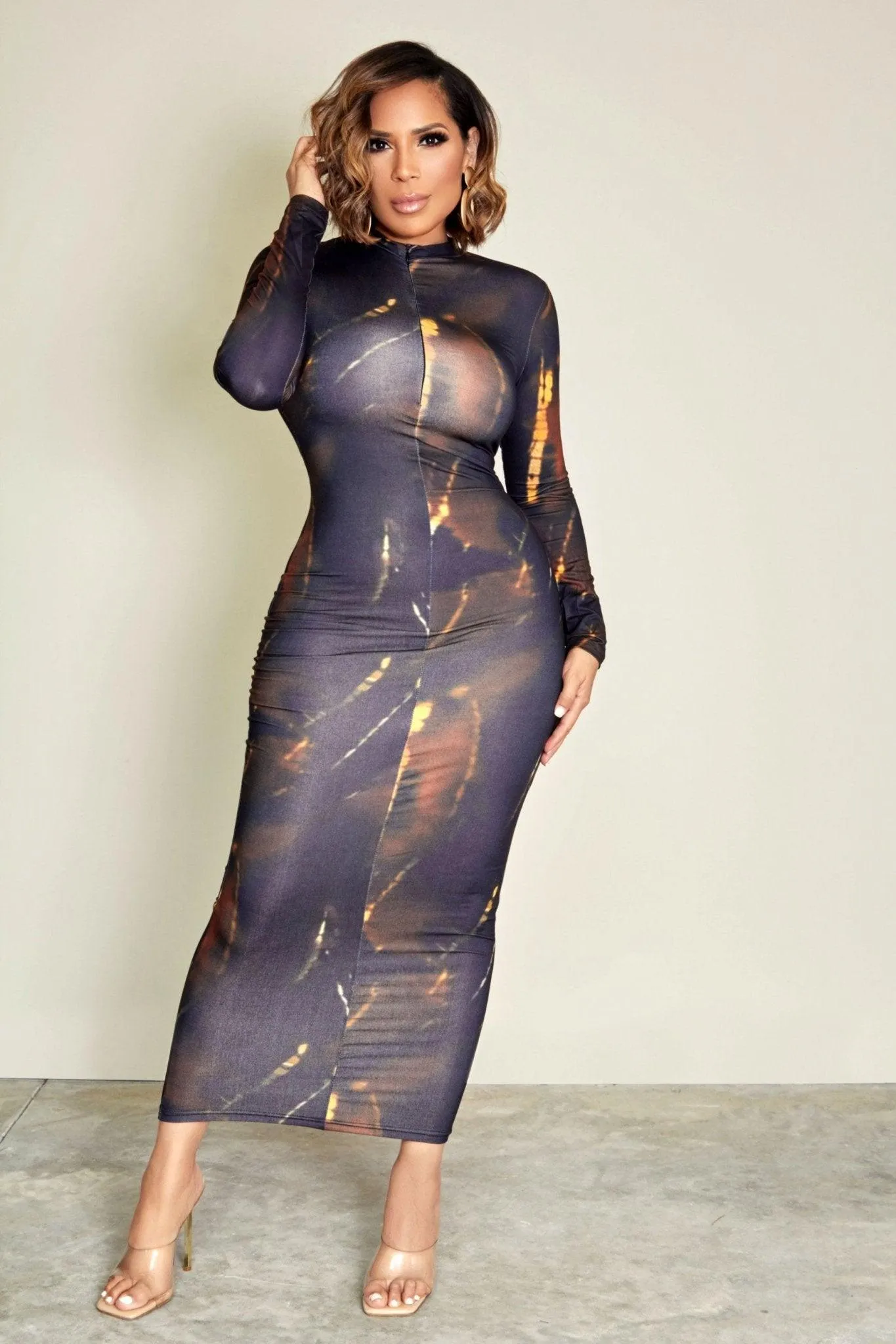 Xiomi Tie Dye Bodycon Maxi Dress