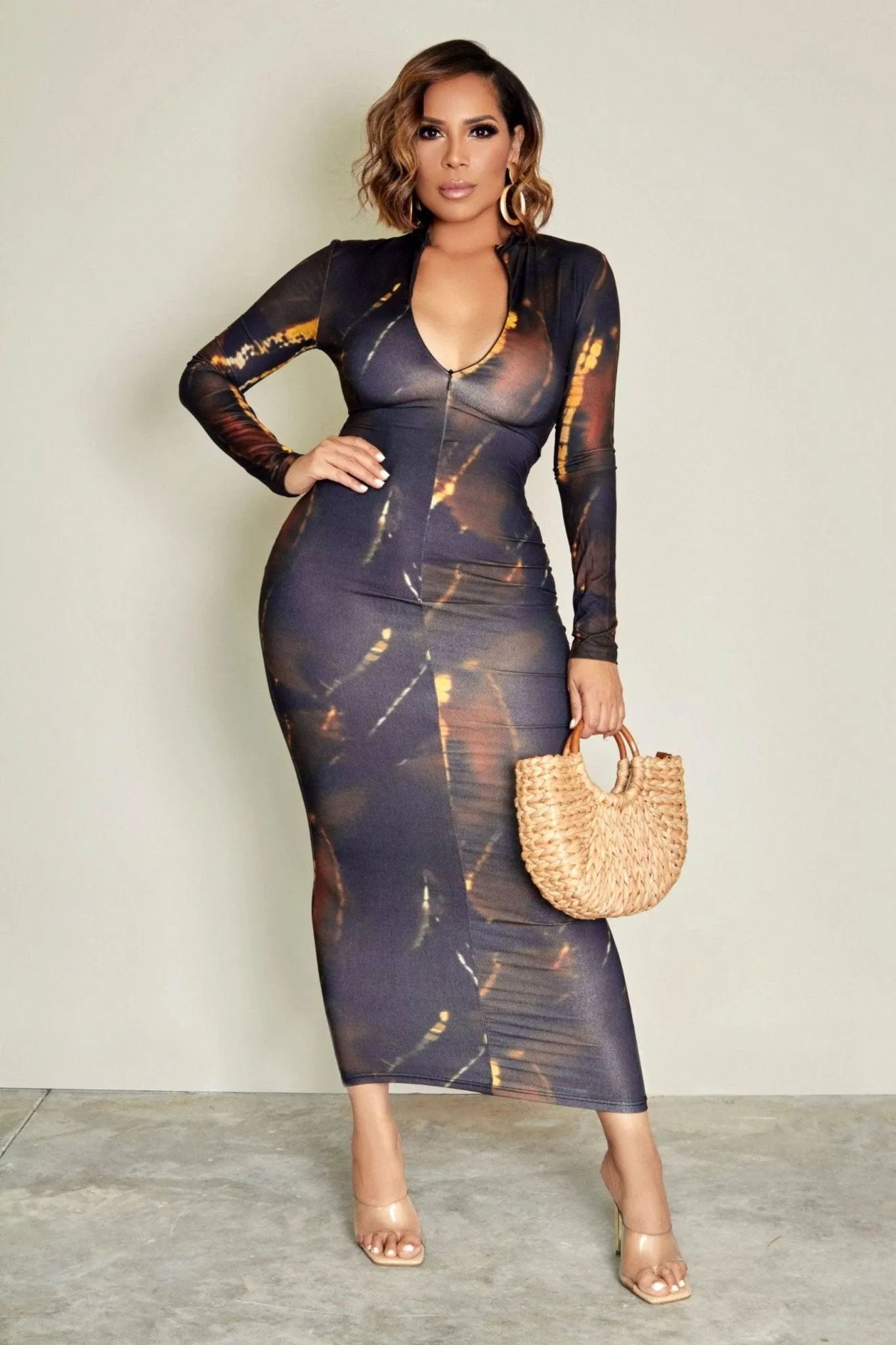 Xiomi Tie Dye Bodycon Maxi Dress