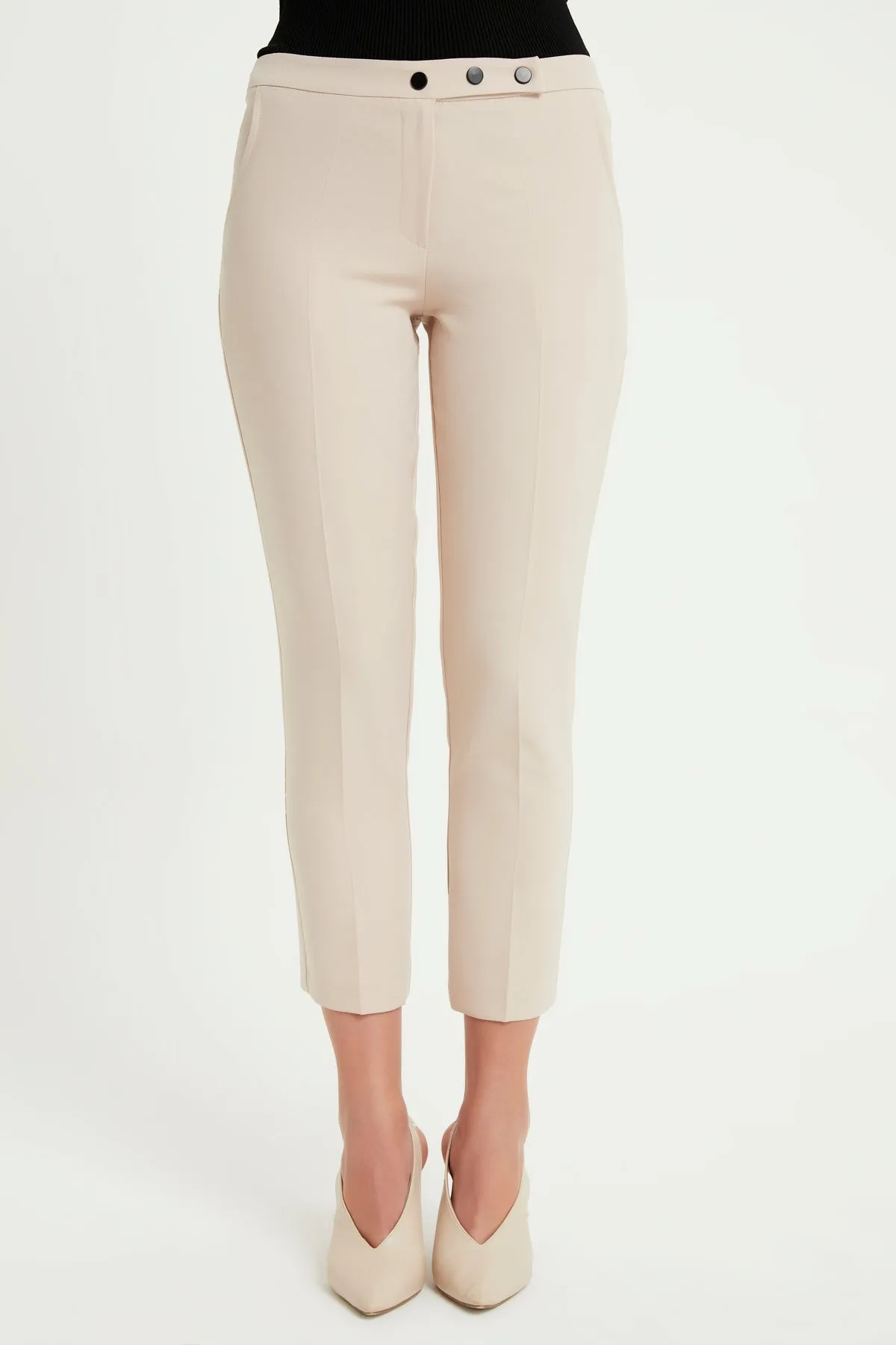 ZRF Women Cigarette 3 Button Pants - Beige - Turin