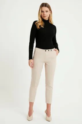 ZRF Women Cigarette 3 Button Pants - Beige - Turin